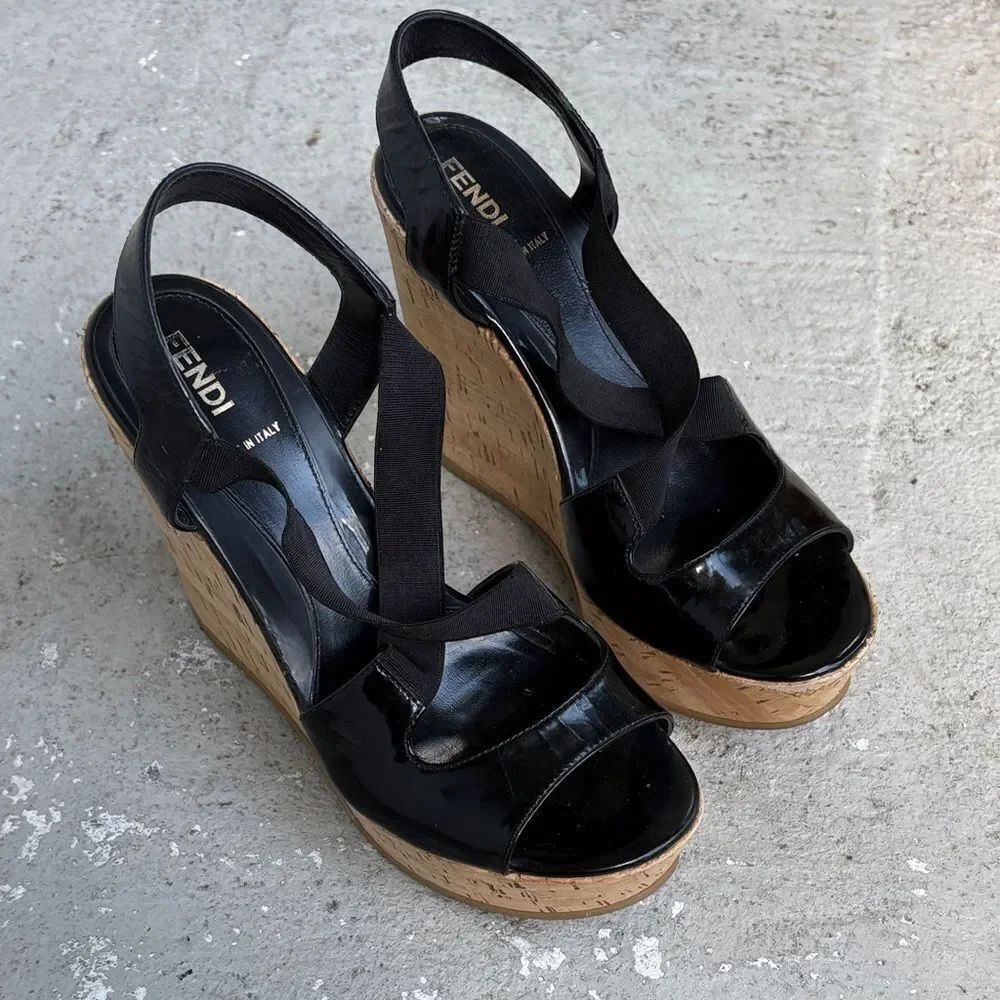 Fendi Cork Wedge Platforms